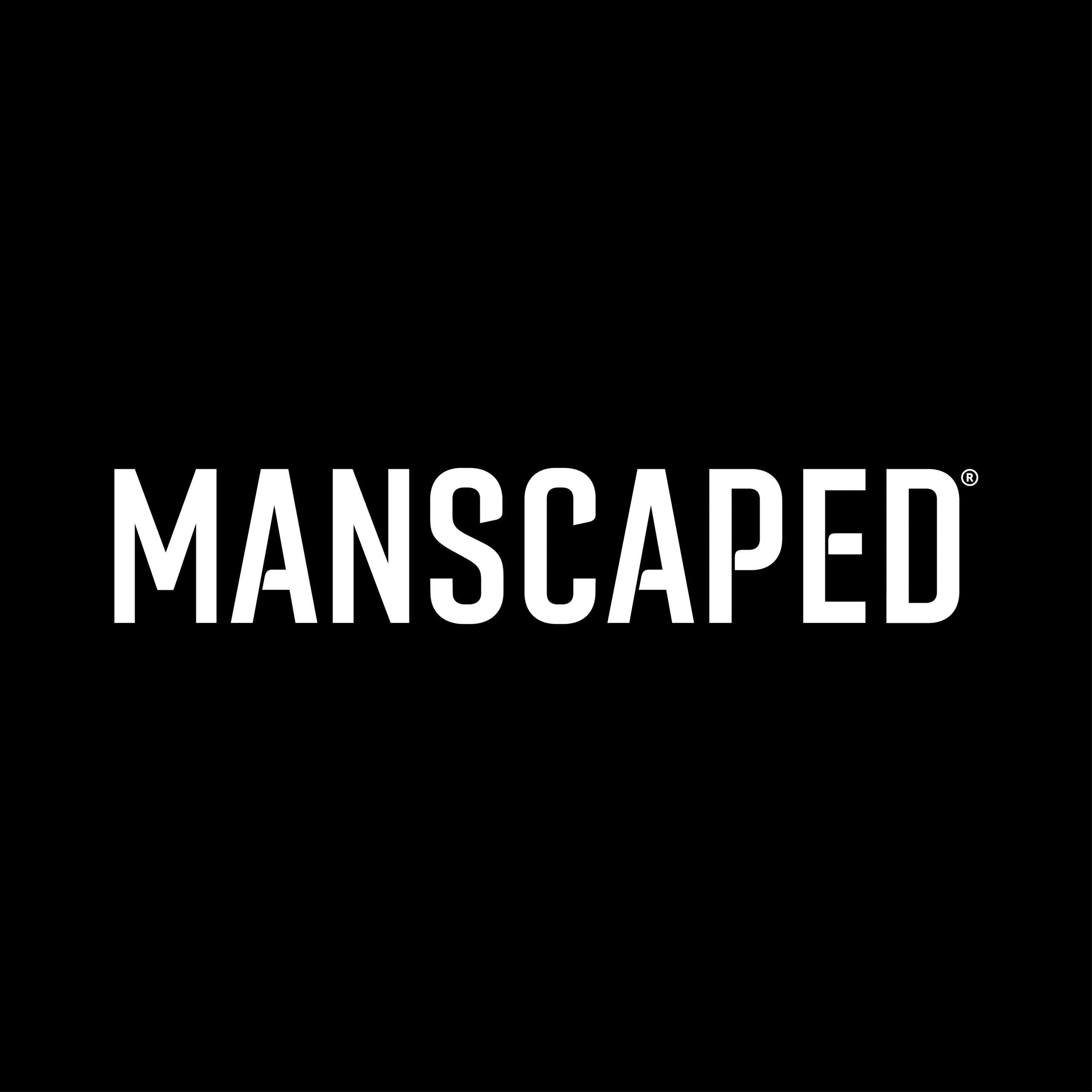 Logo of "MANSCAPED" in white capitalized text on a black background.