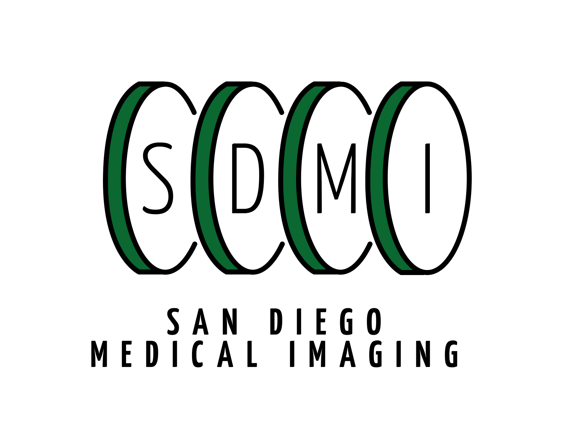 Logo of San Diego Medical Imaging (SDMI) with the initials "SDMI" inside green and black ovals above the text "San Diego Medical Imaging.