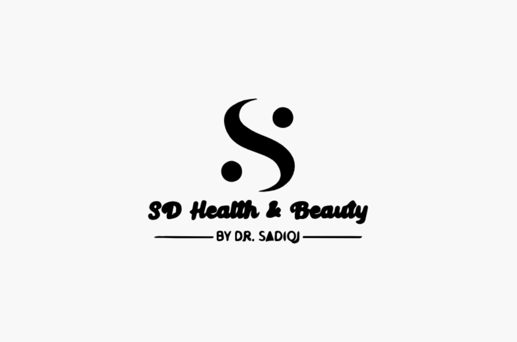 Logo of SD Health & Beauty by Dr. Sadiq, featuring a stylized "S" with two dots, and the business name below it in a bold font.
