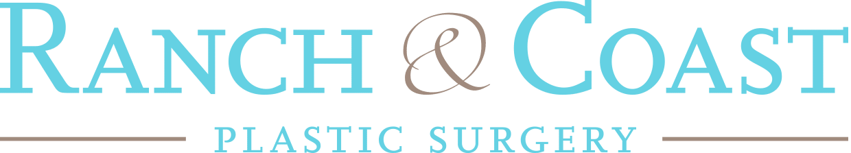 Ranch & Coast Plastic Surgery logo with the text in teal and brown colors.